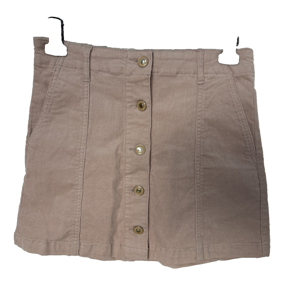 Forever 21 Women's 27 Pink Corduroy Skirt Button Front Y2K 90's Preppy Festival